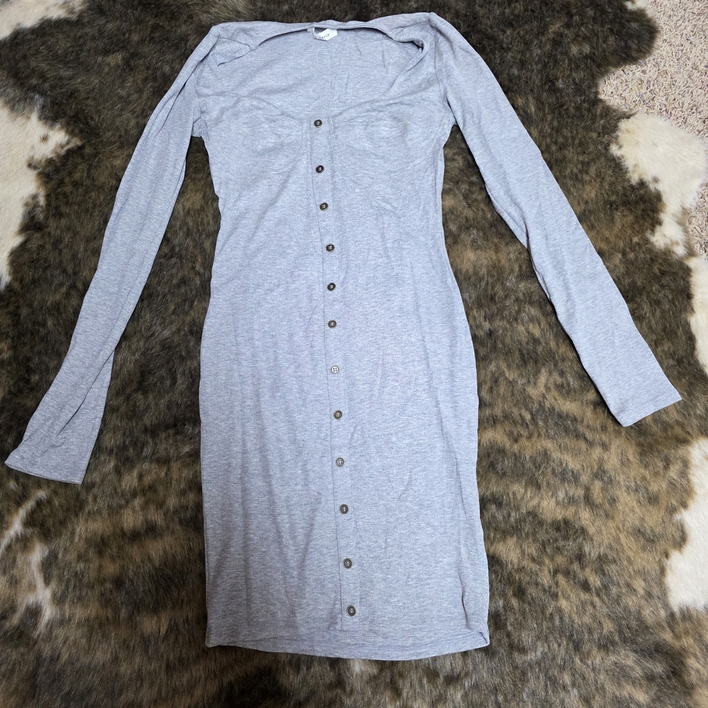 Bear Dance Gray Button-Down Mini Dress